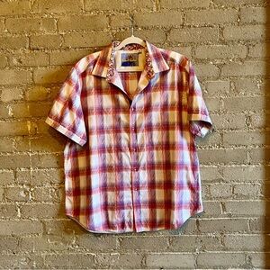 Robert Graham Pink and White Casual Button Down Shirt - Size 2XL
